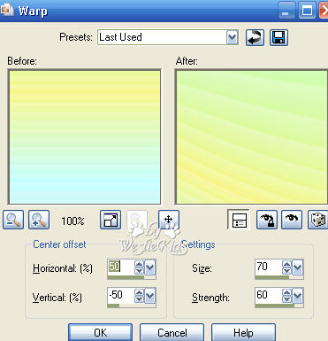 Warp Settings Screenshot